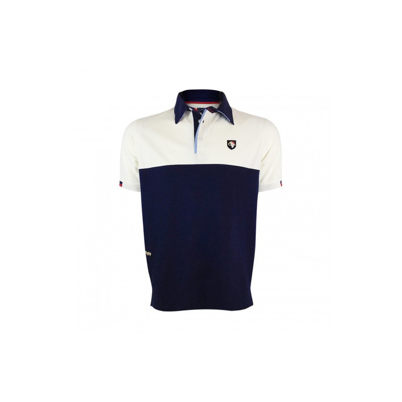 Polo beige et bleu marine France Classic Rugby