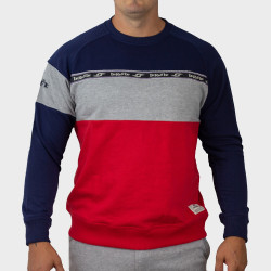Sweat Molleton - Col Rond - Bande BeRugBe Horizontale - Berugbe - Marine/Rouge