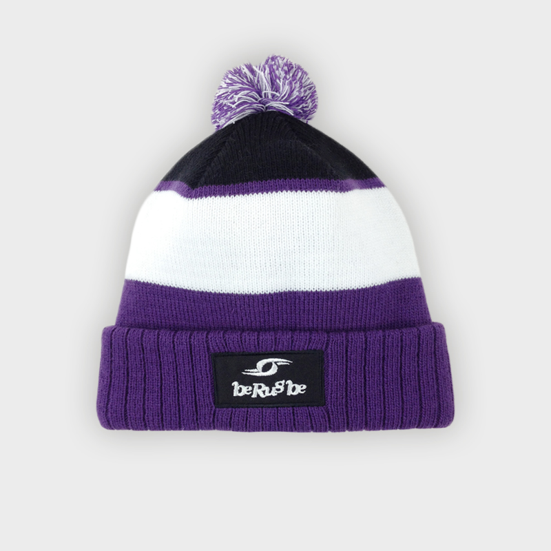 Bonnet Winter - Rayé Violet/Noir/Blanc